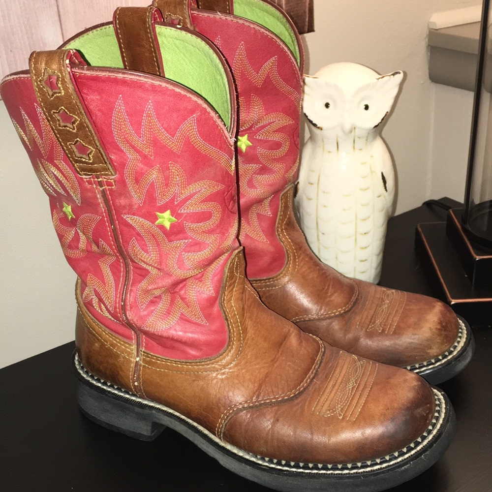 ARIAT Probaby Fatbaby Western Boots, Red/Brown, 9